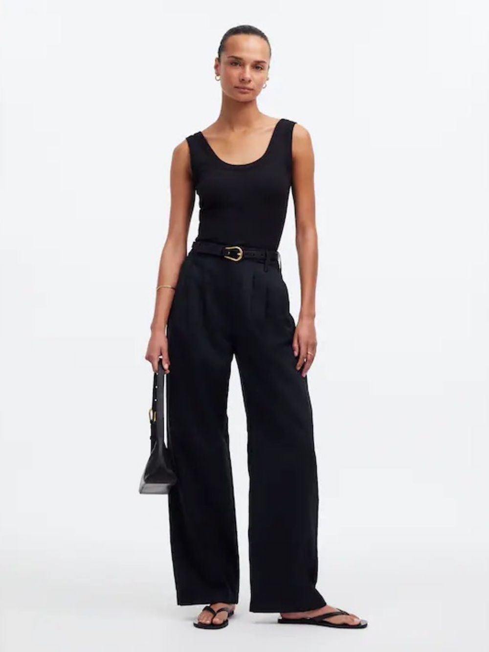 The Harlow Wide-Leg High Waist pant in black